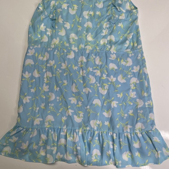 Collective Concepts Ruffled Floral Mini Dress Light Blue Size Large NEW w/o Tags - Picture 8 of 10
